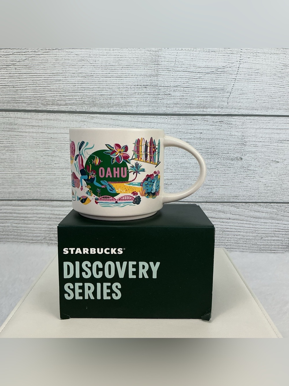 Starbucks Discovery Series Oahu Mug Ceramic with Colorful Tropical Oahu Art